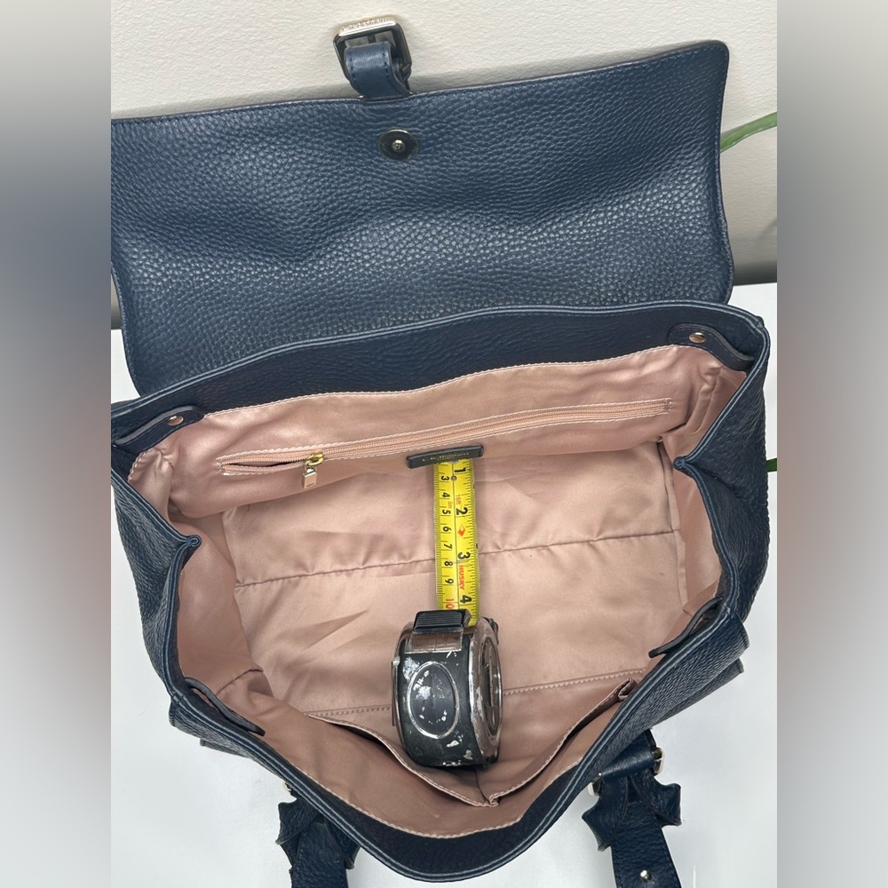 L.K. Bennett “Emma” Navy Pebbled Leather Satchel Bag | Classic British Style - Picture 5 of 11